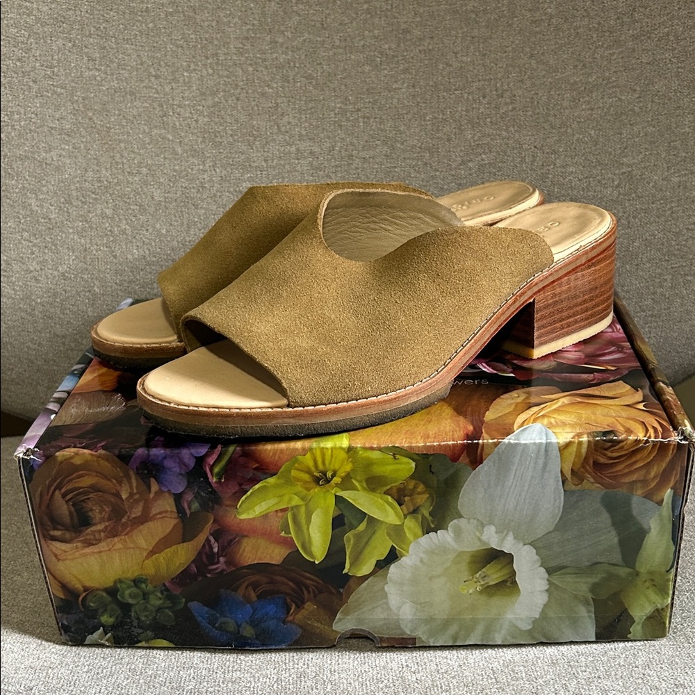 Clarks Olive Suede Mules